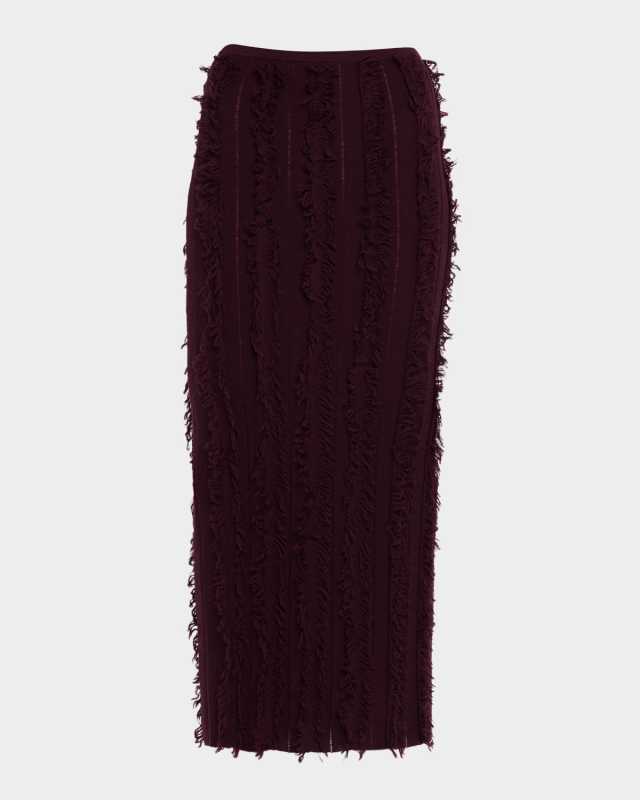 Evangeline Fringed Knit Maxi Pencil Skirt